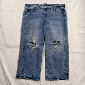 Torrid Blue Distressed Wide Leg Jeans